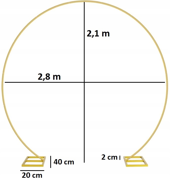 Złote półkole na balony RegMag ZK-03 – stelaż metalowy 2,1 × 2,8 m – Aranżacja
