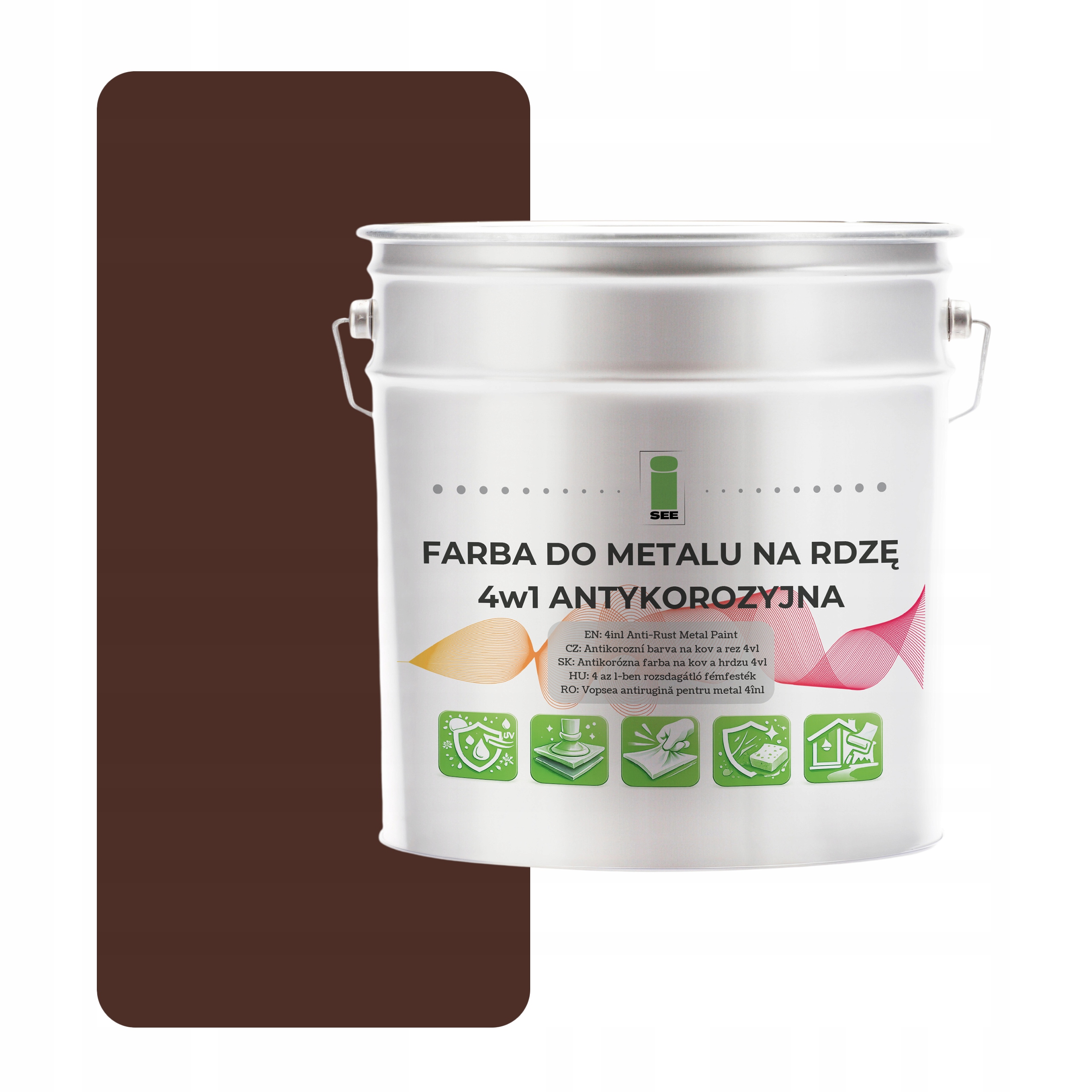 Barva na kov proti korozi 4v1 hnědá Ral 8016 I See pozink ocel 2,5L polomatná