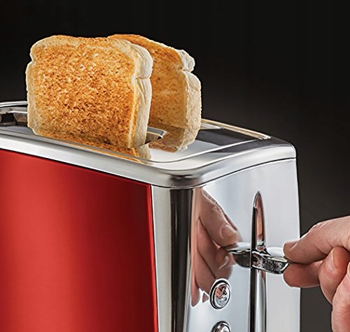 RUSSELL HOBBS Toster Luna Stalowy Czerwony 2 Kromki 1550W — miniatura 3