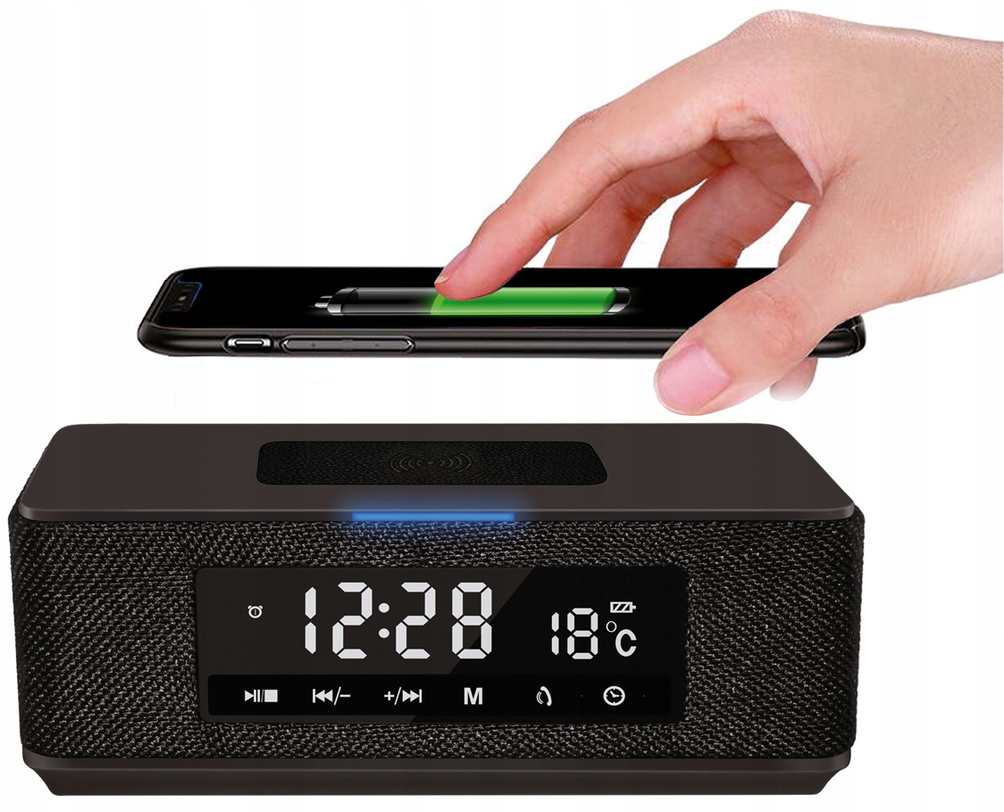 

Głośnik Bluetooth Radio Ładowarka Indukcyjna Zegar