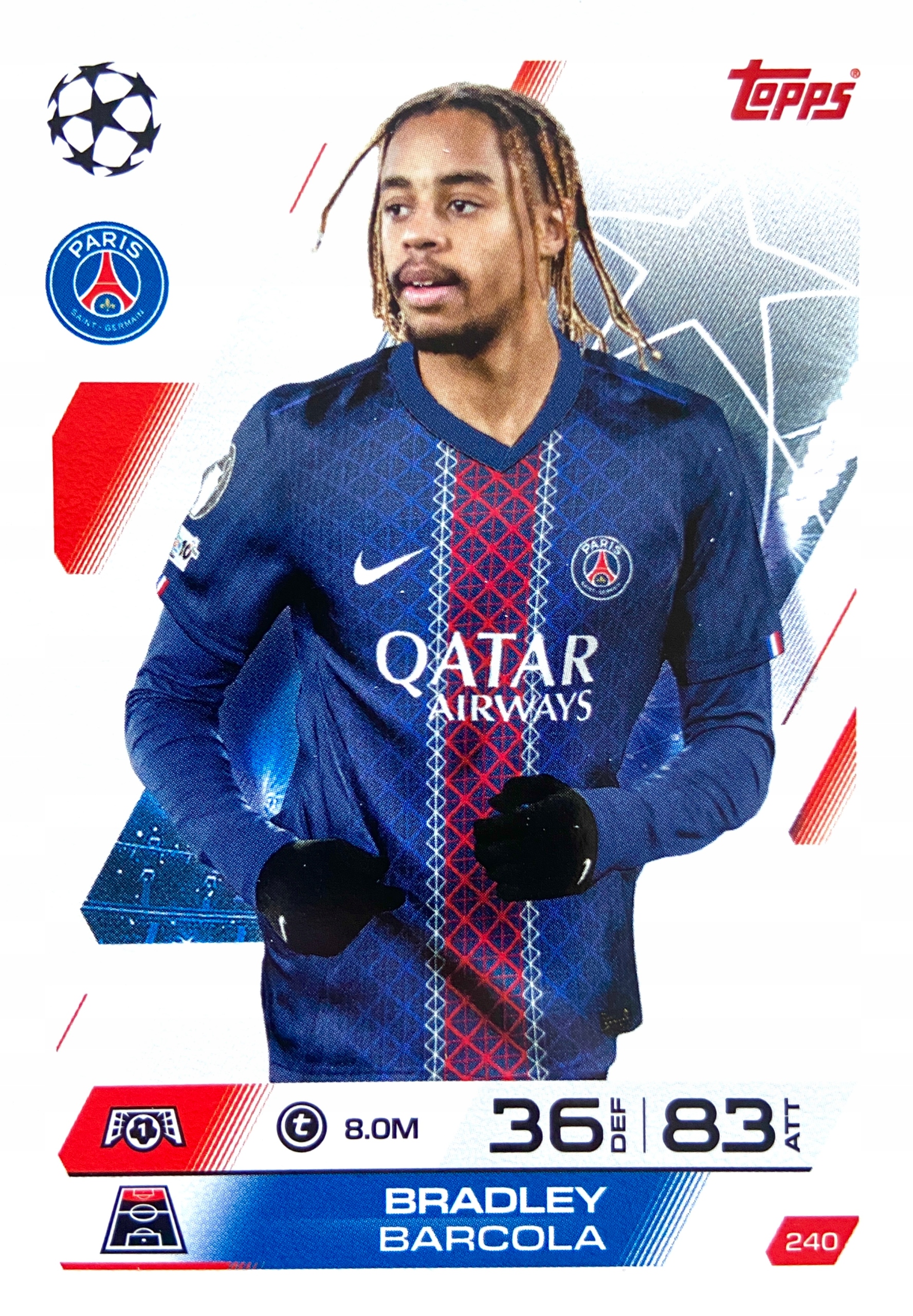 Match Attax Ucl 2025/26 2026 240 Bradley Barcola Psg