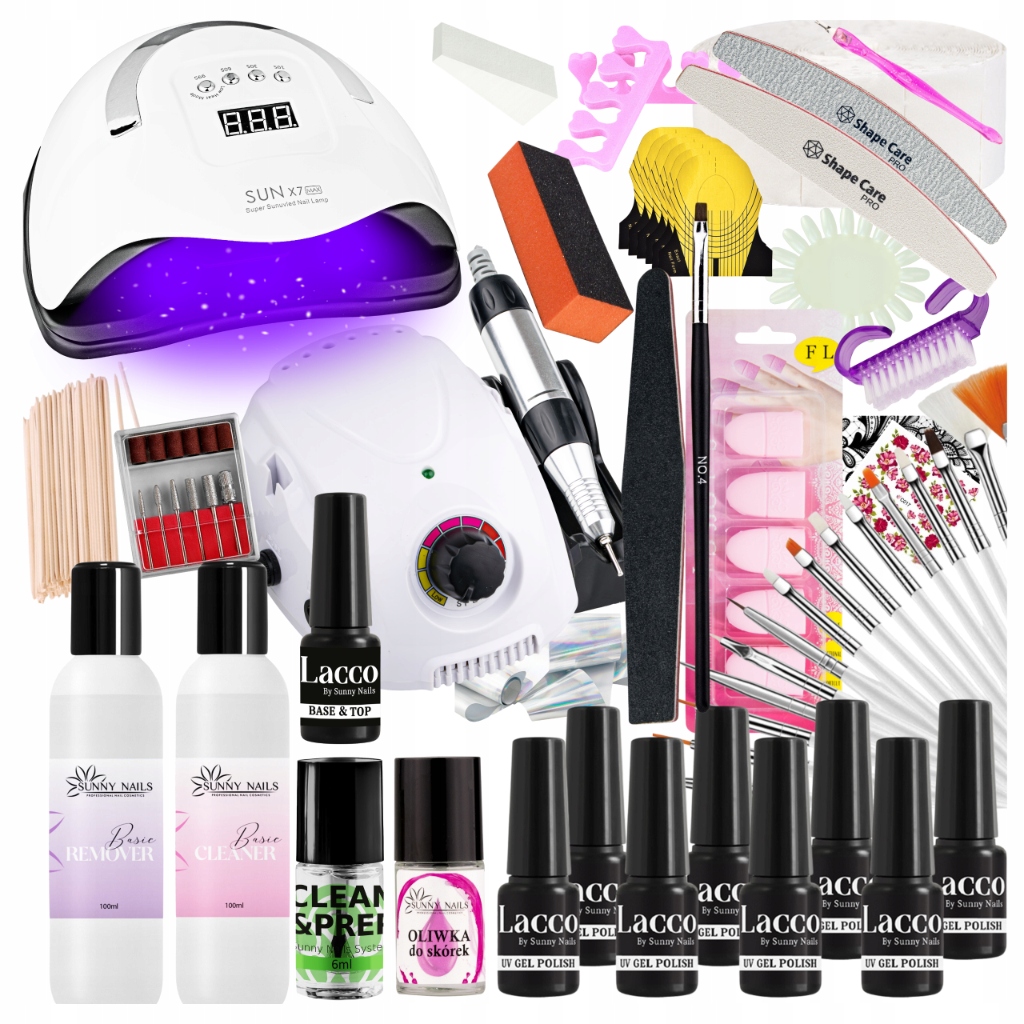 ZESTAW DO PAZNOKCI XXL LAMPA 180W FREZARKA AKCESORIA ZESTAW STARTOWY