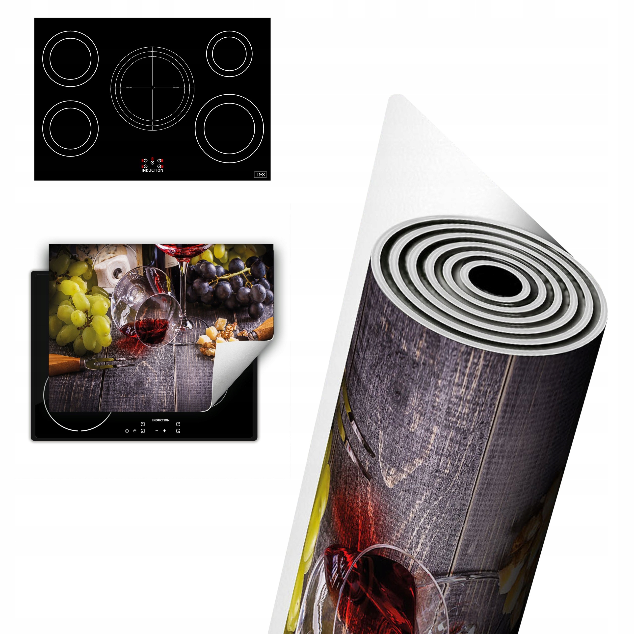 Vinylová Ochrana Na Indukci Pracovní Deska 80x52 Víno dřevo