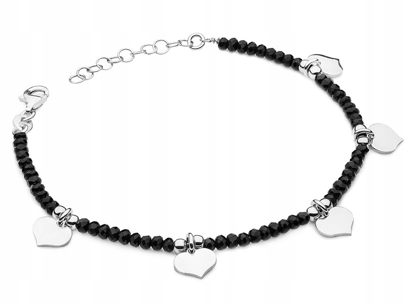 

Srebrna Bransoletka pr 925 Serduszka z Cyrkoniami