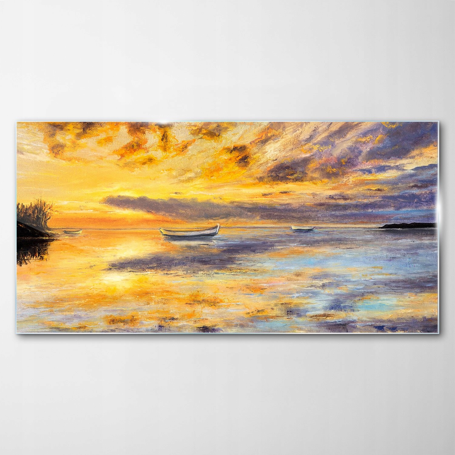 

Obraz Szklany Dekor Łódka Niebo Woda Trawa 120x60