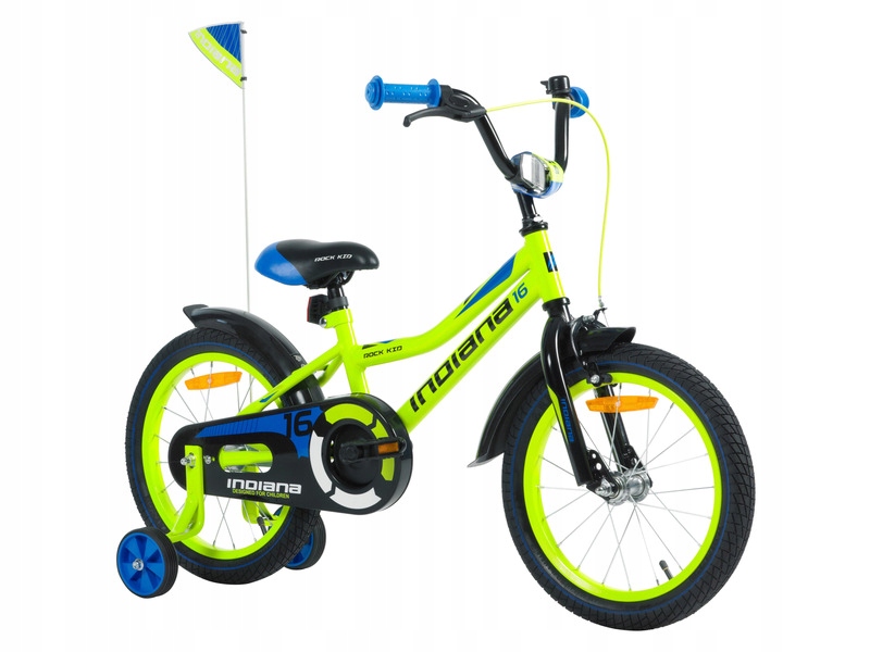 Rower dziecięcy Indiana Rock Kid 16 cali dla chłopca Limonkowy 2024