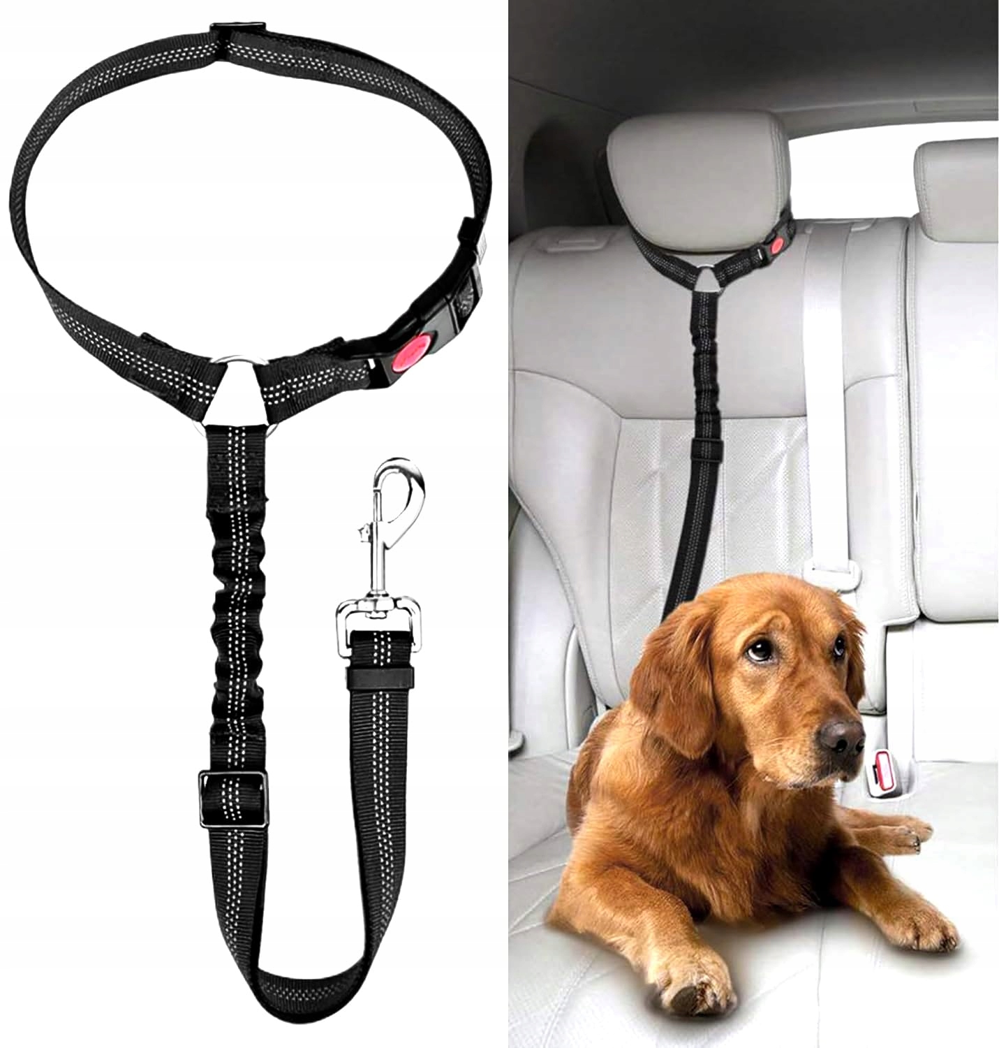 Verstellbarer Bezpečnostní pás pro psy do auta Černý