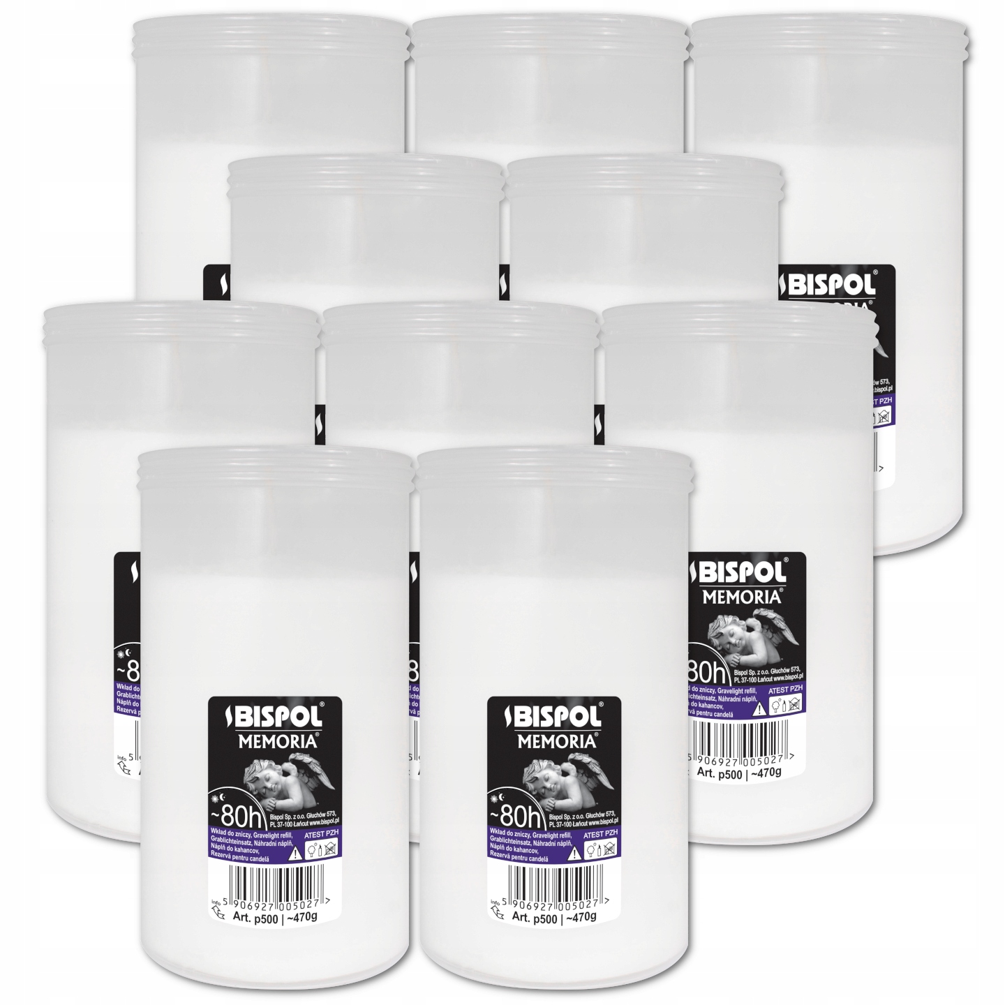 

Wkłady do zniczy parafinowe Bispol P500 80h 10szt