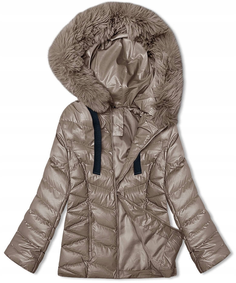 Zimní Kožešina Zimní Bunda 5M3138 Cappuccino S (36)