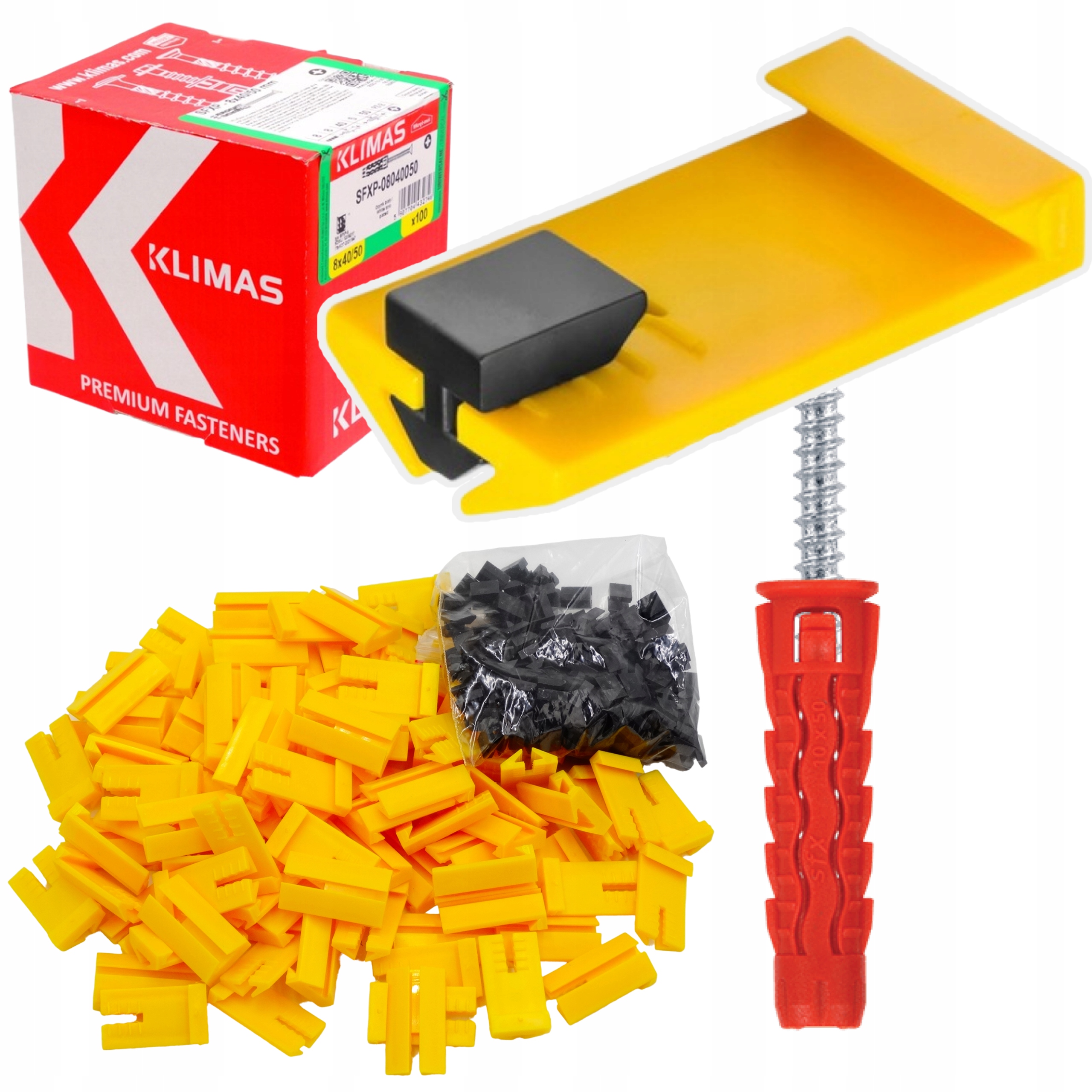 System mocowań uchwyt do listew tynkarskich 200 sztuk uchwytów kołki