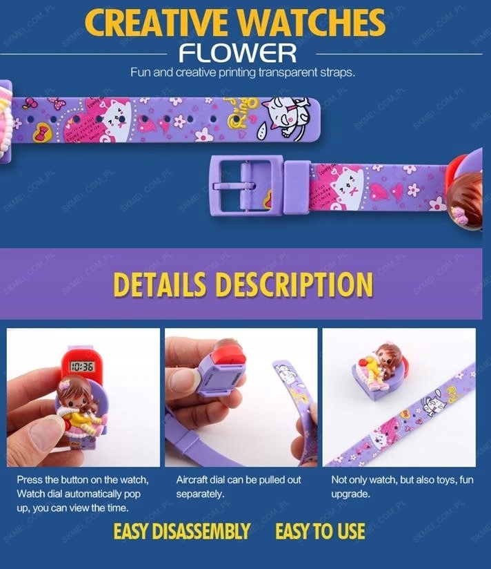 Zegarek SKMEI dziecięcy fioletowy dziewczynka Styl sportowy