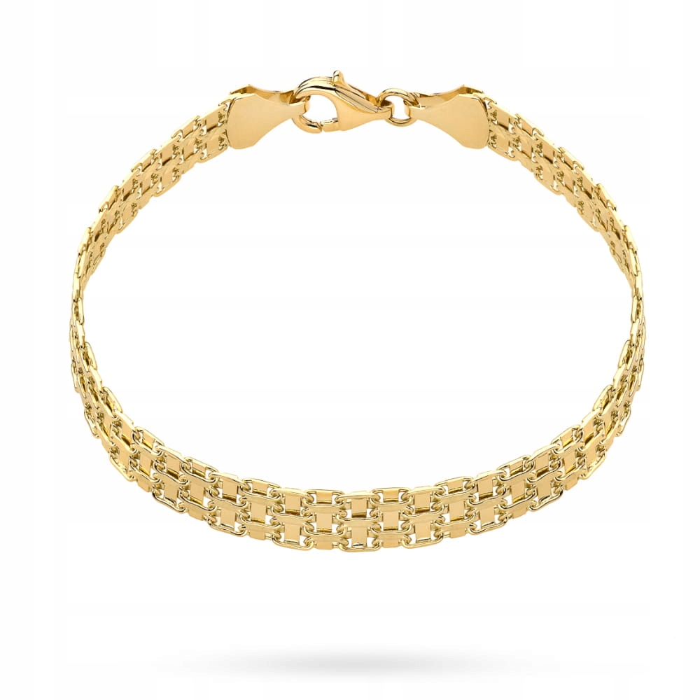 Zlatý náramek 585 z kolekce „piatto“ s destičkami, módní dárek 14k