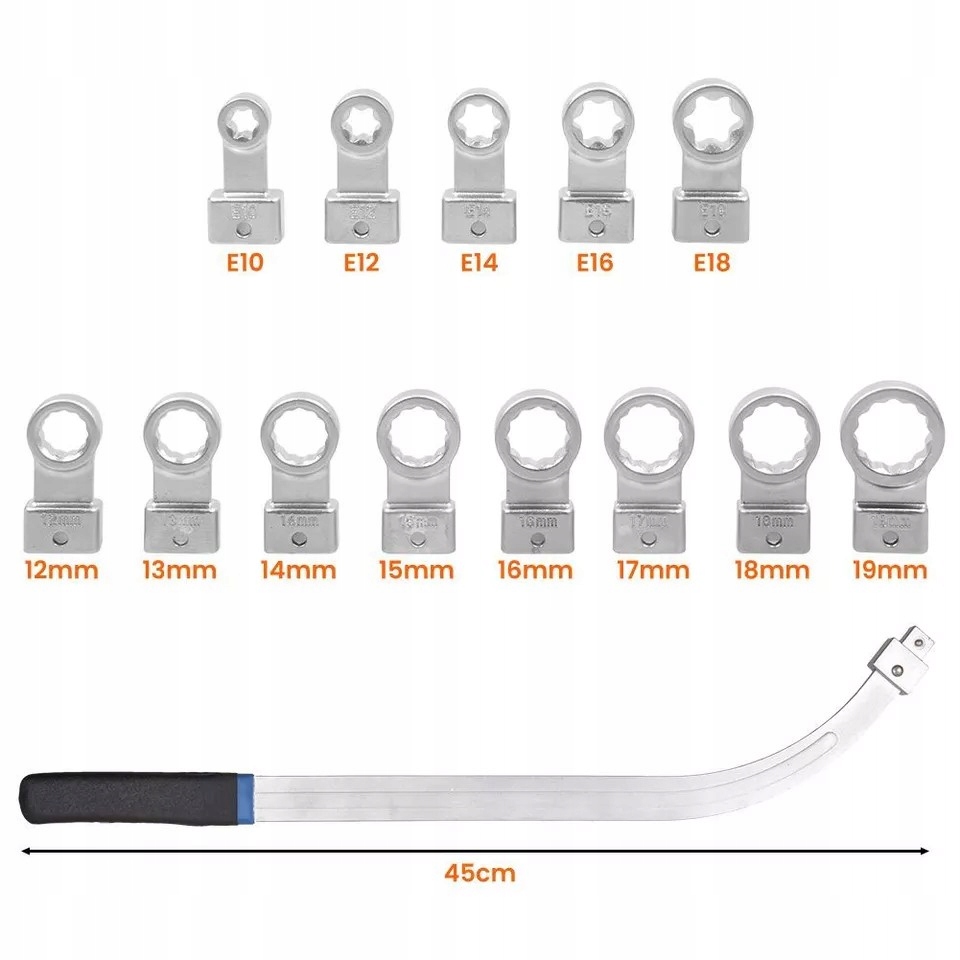 Dlouhé Očkové Klíče Pro Napínáky 12-19 Torx E10-E18 Sada Klíčů