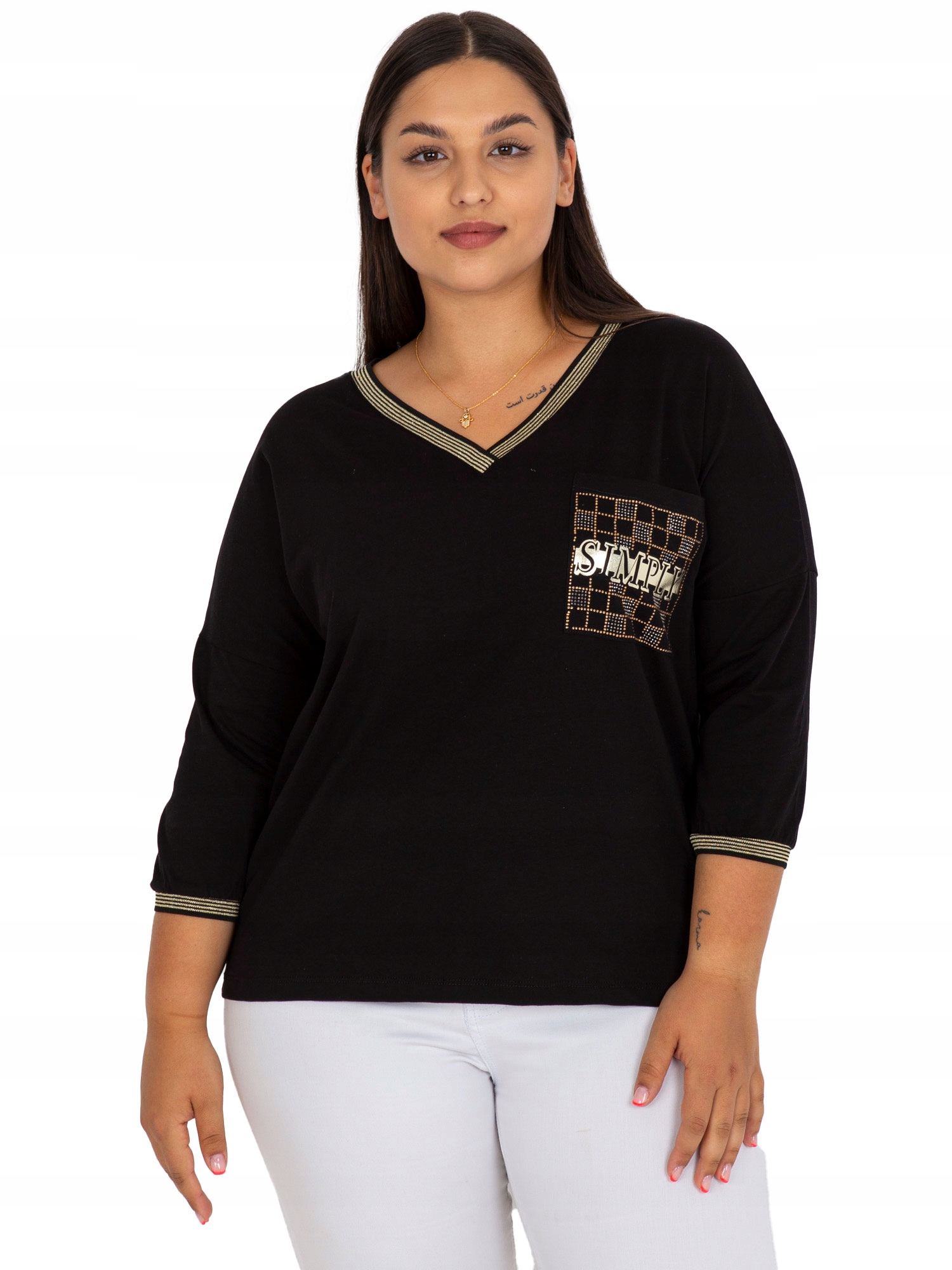 

Codzienna Bluzka Damska Plus Size dekolt w serek