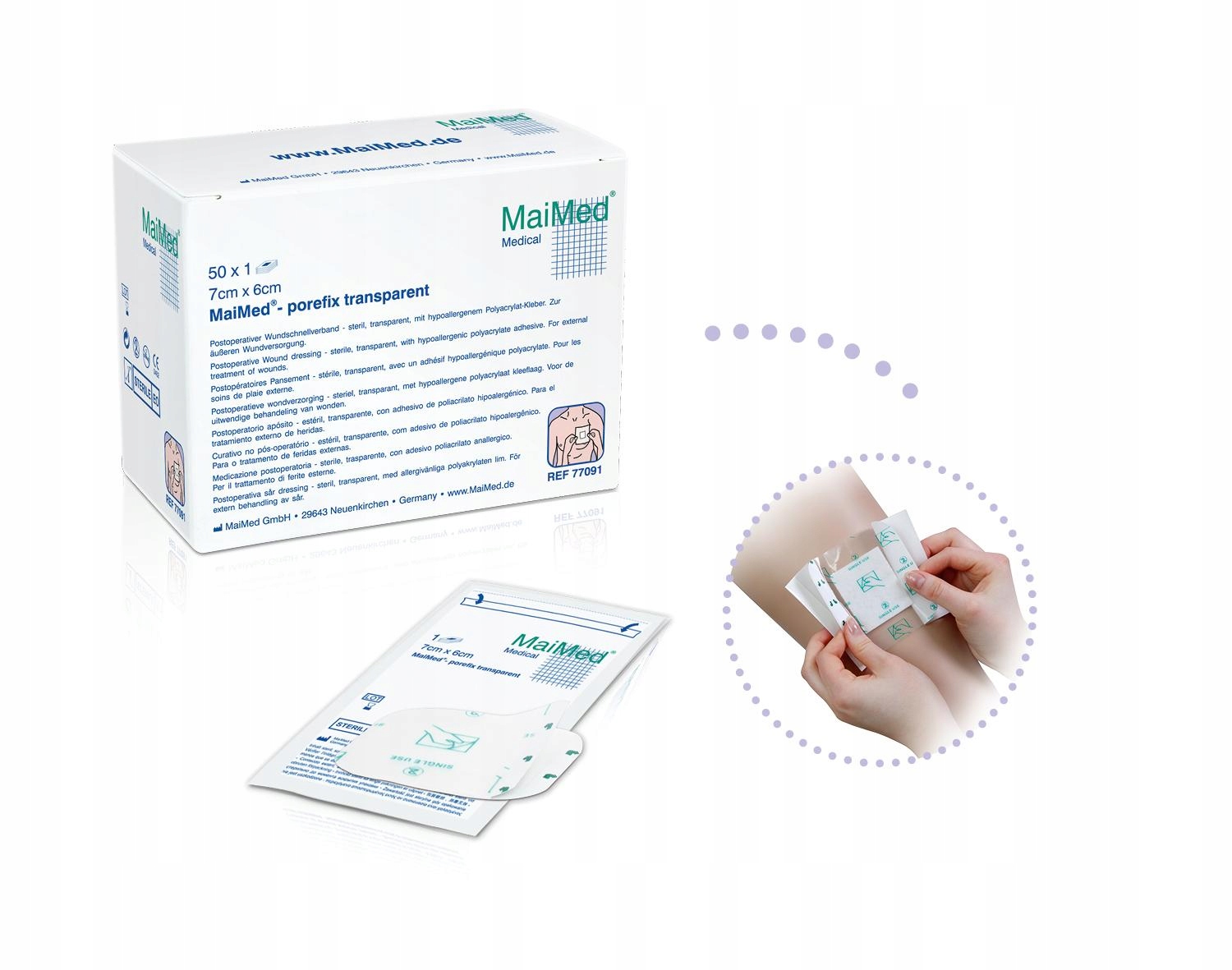 OPATRUNEK NA RANY JAŁOWY HYPOALERGICZNY Z WKŁADEM CHŁONNYM 7X6cm 50szt Kod producenta MM77091