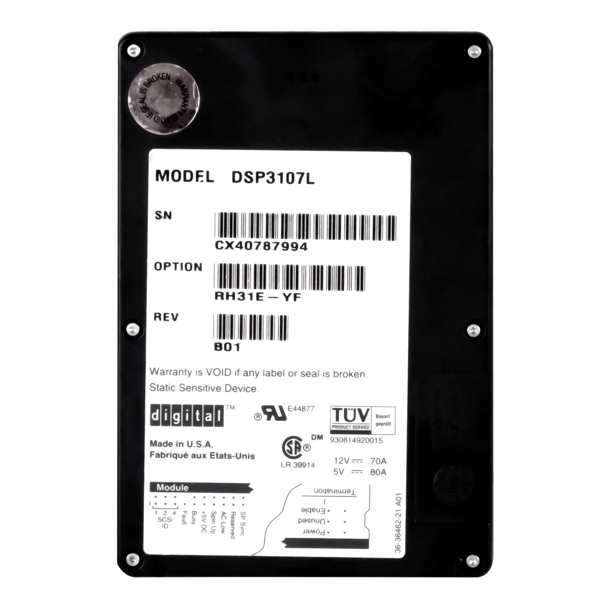 Digital 1,07GB 5,4K Scsi 50-PINOVÝ 3,5'' DSP3107L