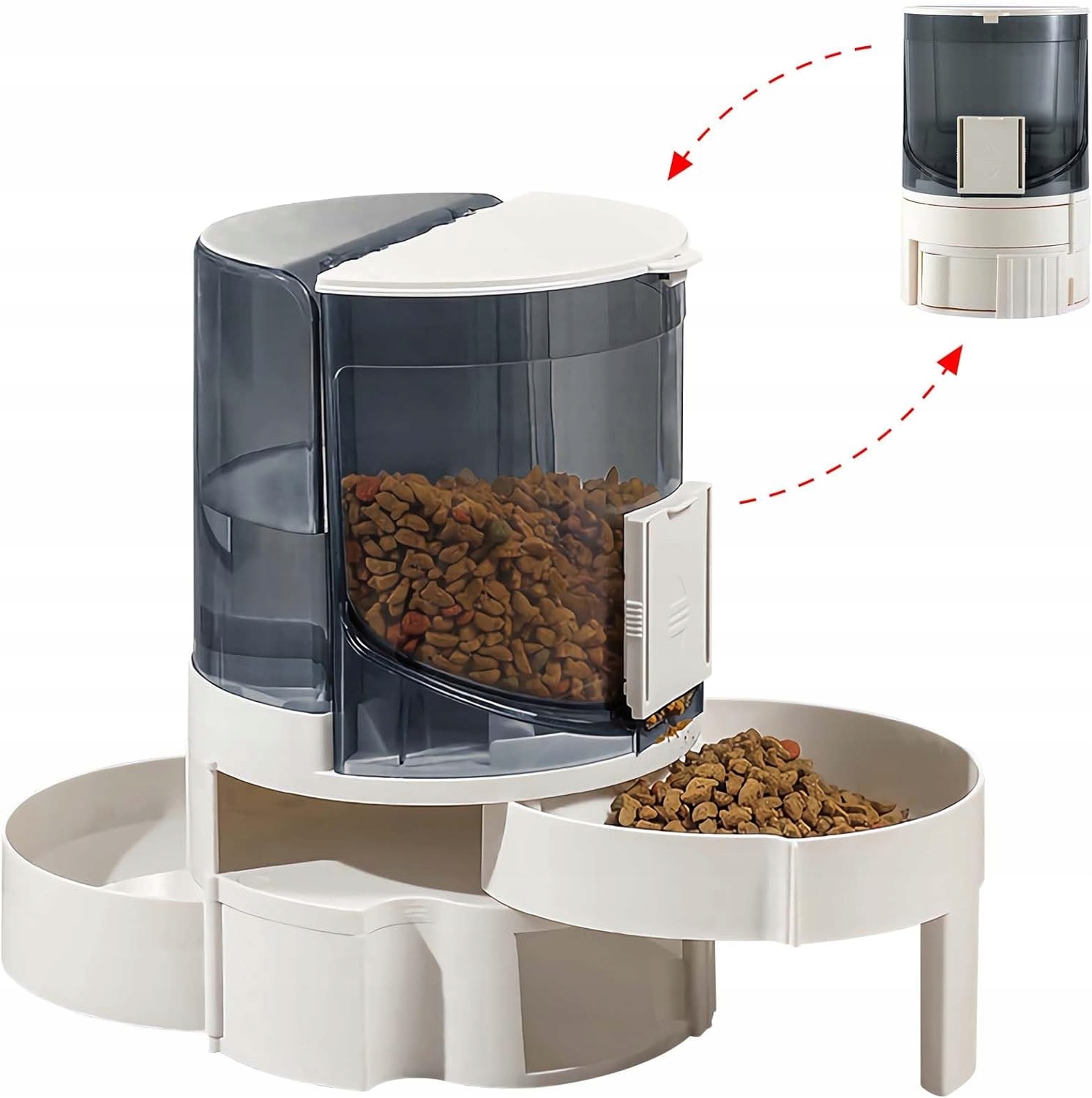 Levně Dávkovače krmiva a vody 2v1 Pro Psa Kočku Průhledný , 2,3 l