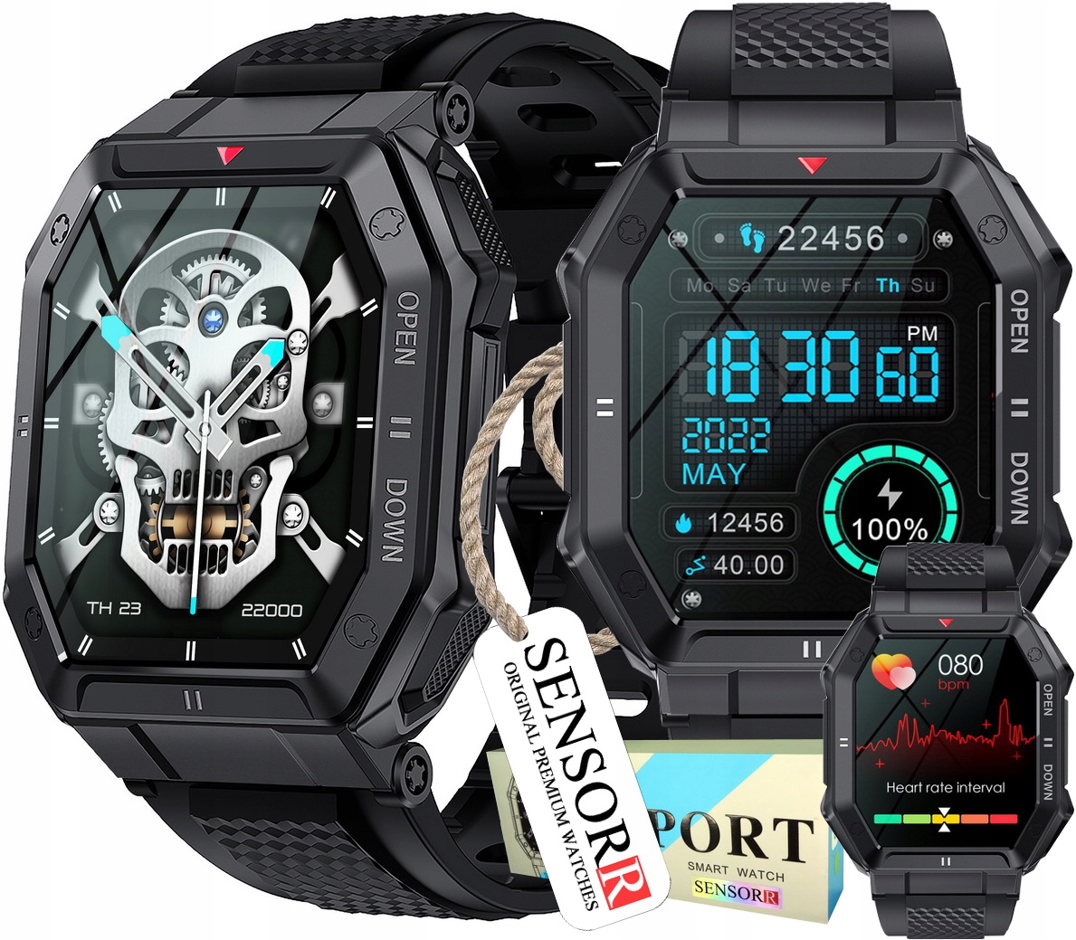 Silné Vojenské Pánské Hodinky Chytré Hodinky Sms Hovory Pulzoměr Polština