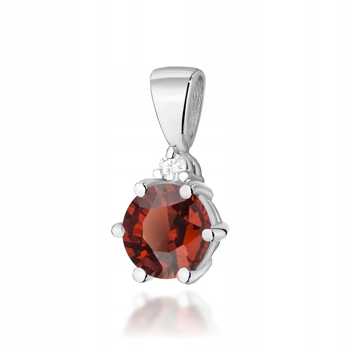 Přívěsek z bílého zlata 585 s diamanty a granátem, 0.4 g, kolečko