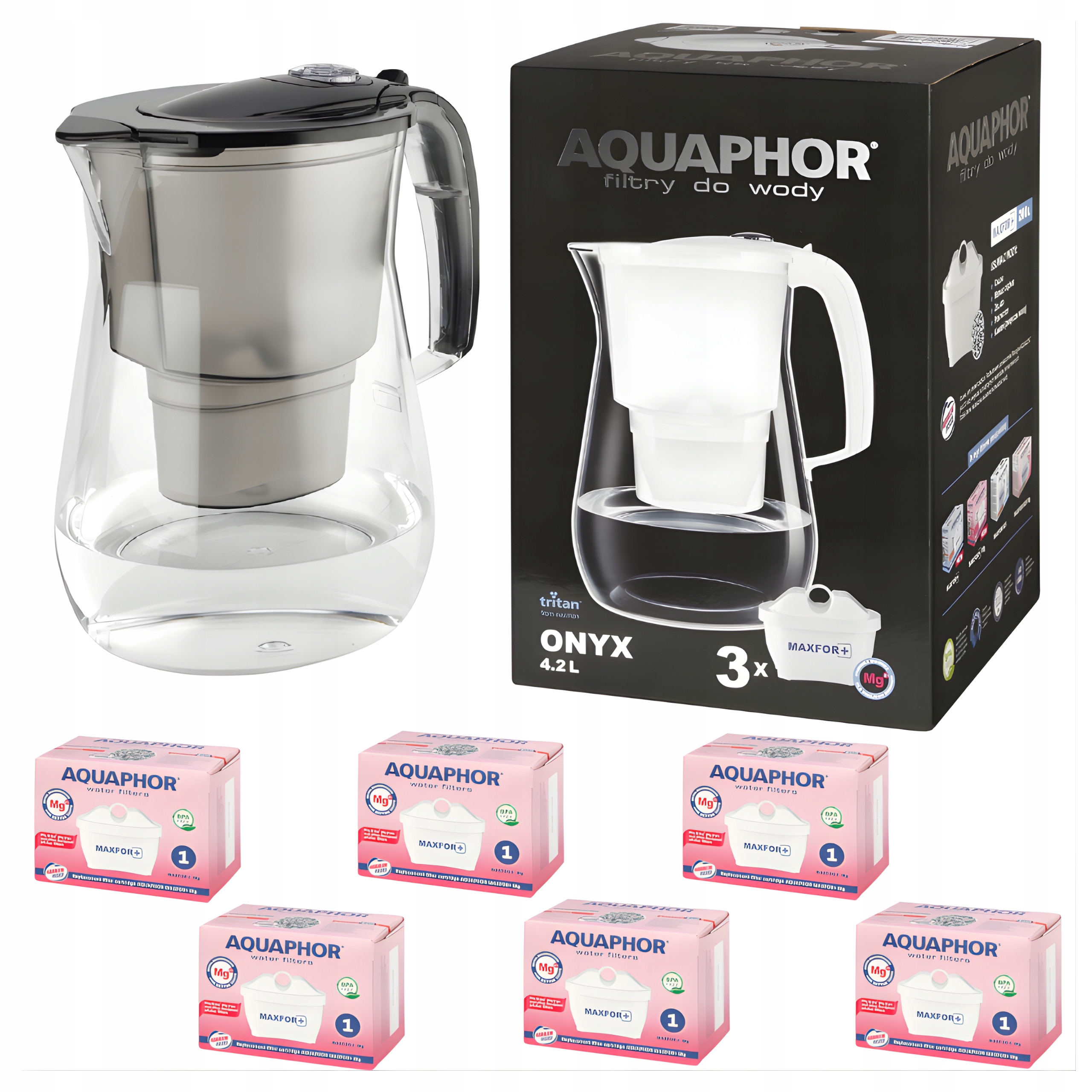 Filtrační konvice Aquaphor Onyx 4,2+ 6 náplní Mg