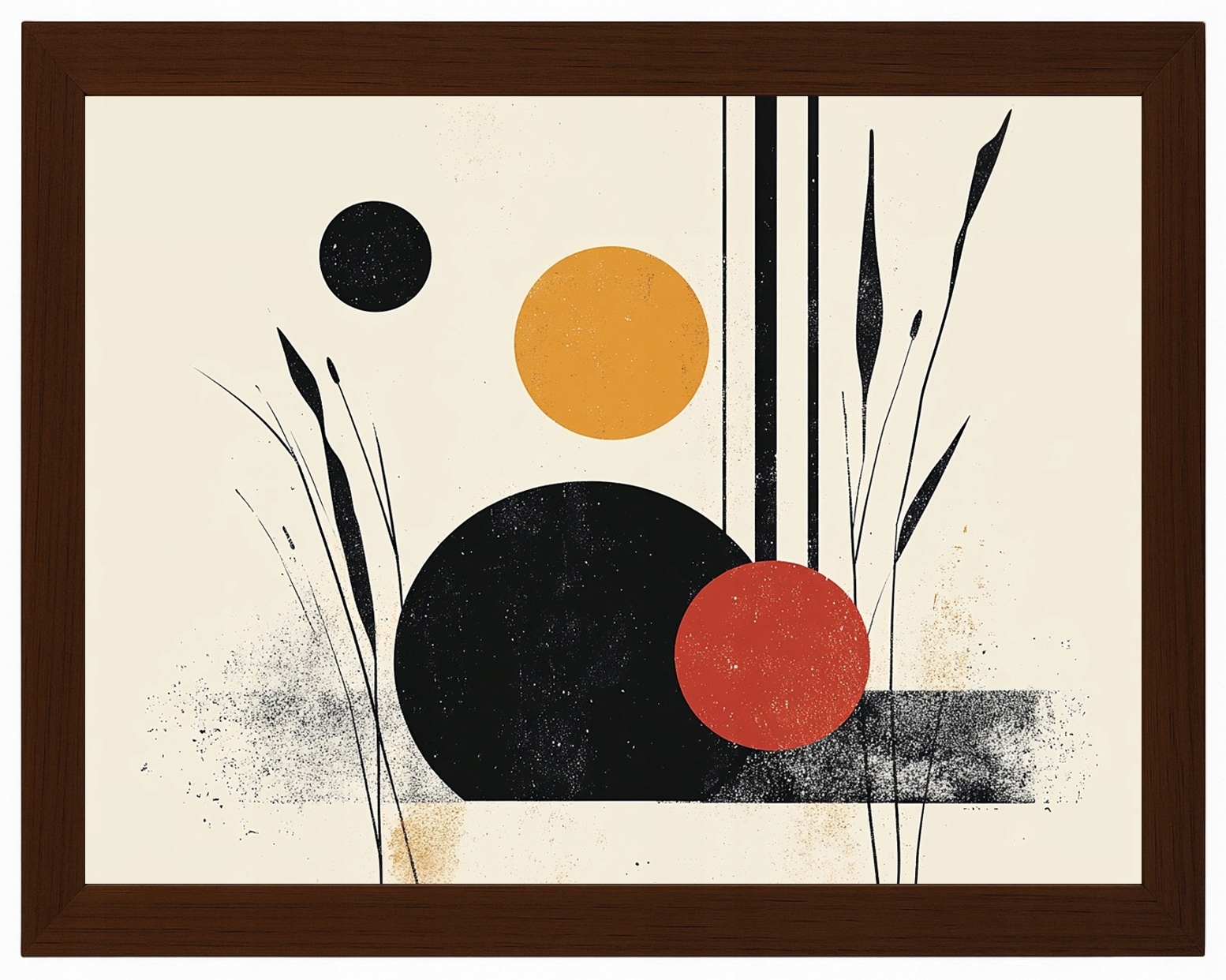 Plakát Rámeček Dřevo Grafika Geometrie Bauhaus Wabi-sabi Kolo 80x60