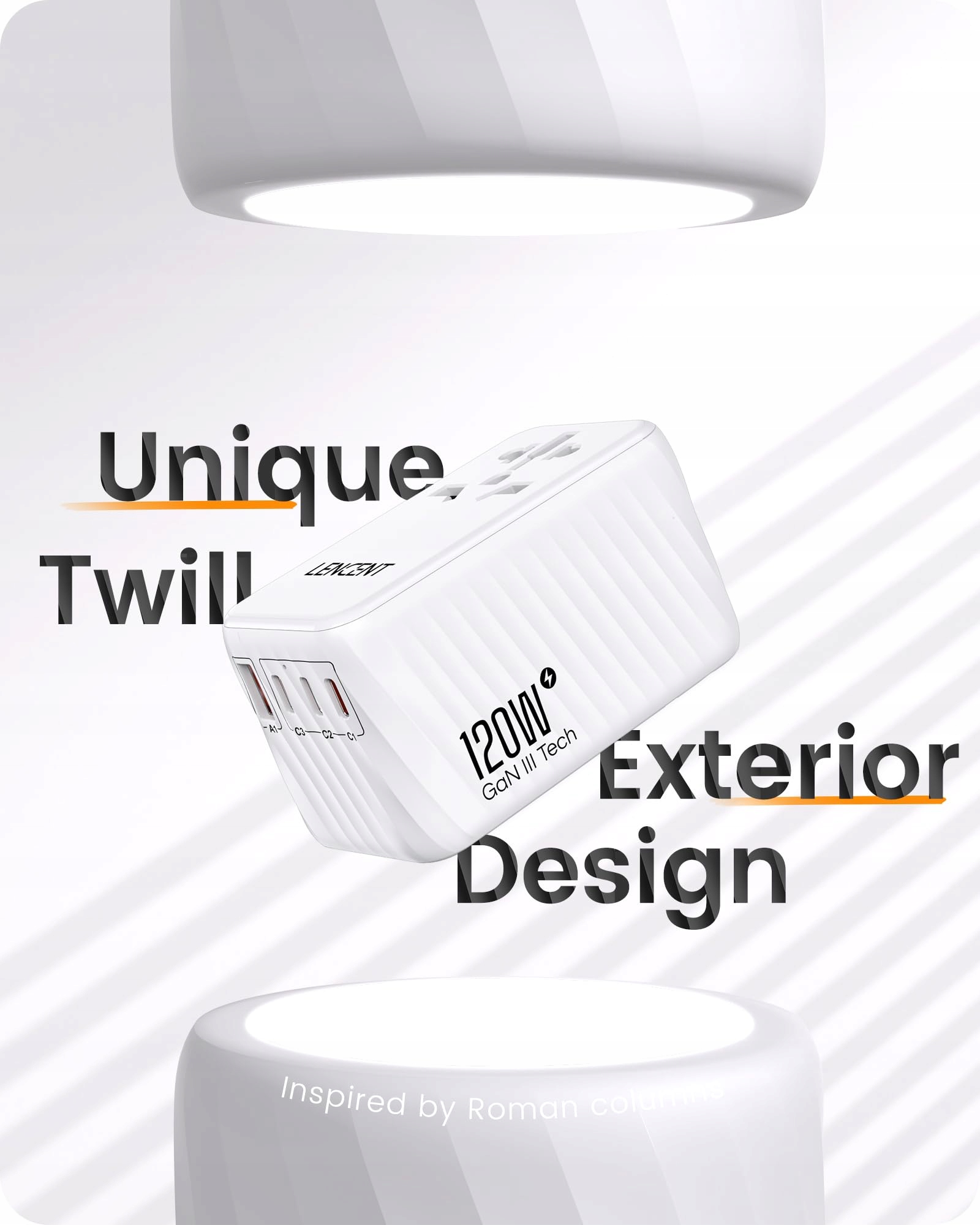 LENCENT Międzynarodowy adapter podróżny, 120 W GaN3 adapter z 3 PD3.0 — miniatura 4