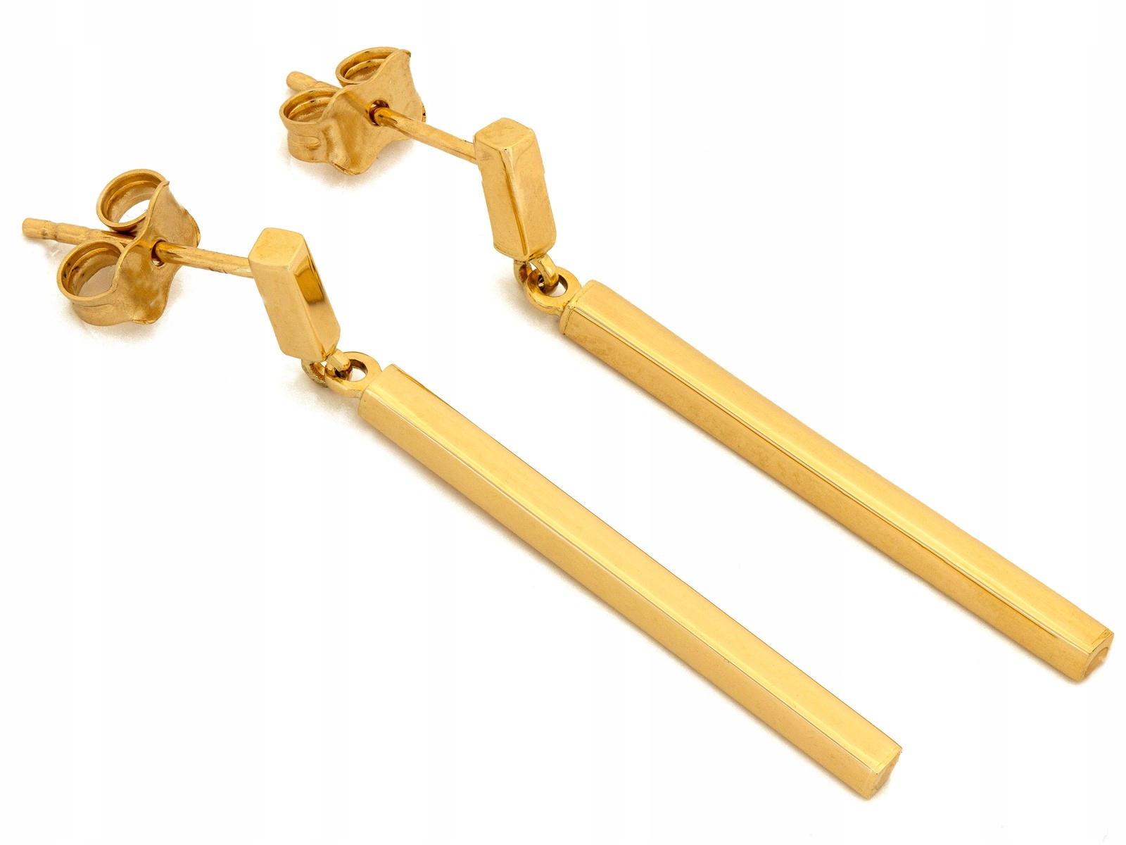 Náušnice ze zlata 585, visící pevně na tyči, dárek k Valentýnu