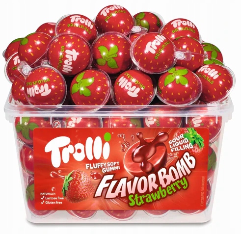 Levně Trolli Flavor Bomb Strawberry želé bonbony kyselé s jahody šťávou 60 kusů 11