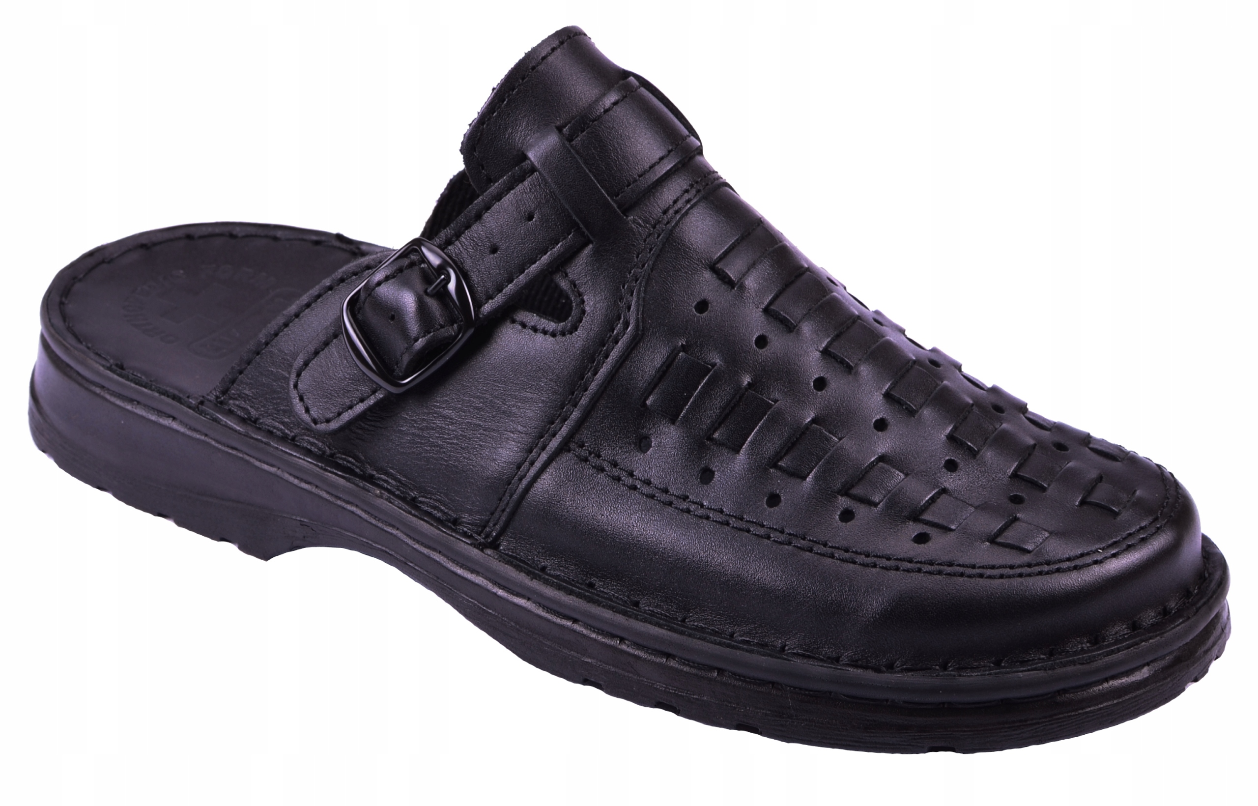 Klapki Skórzane Męskie Łukpol Polskie 803 Czarne 43