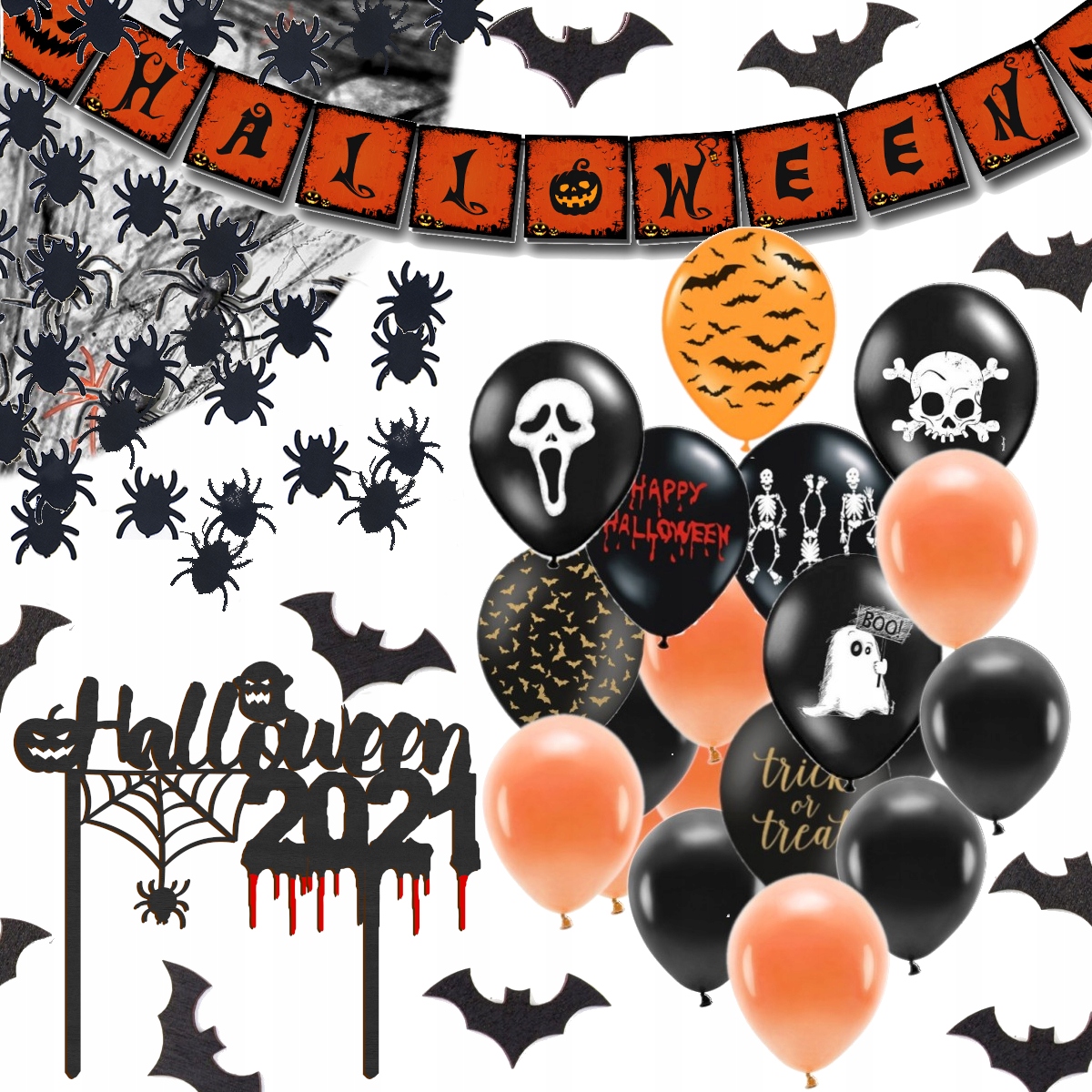 

Zestaw Dekoracji Na Halloween Pomarańcz Duży 43 el