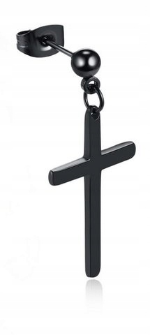 

Kolczyk Czarny Krzyż 25/16mm Kulka 4mm stal 316L