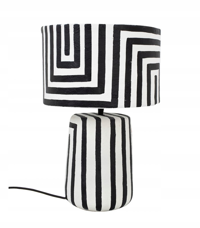 Kare lampa stołowa Strisce 44 cm biało-czarna