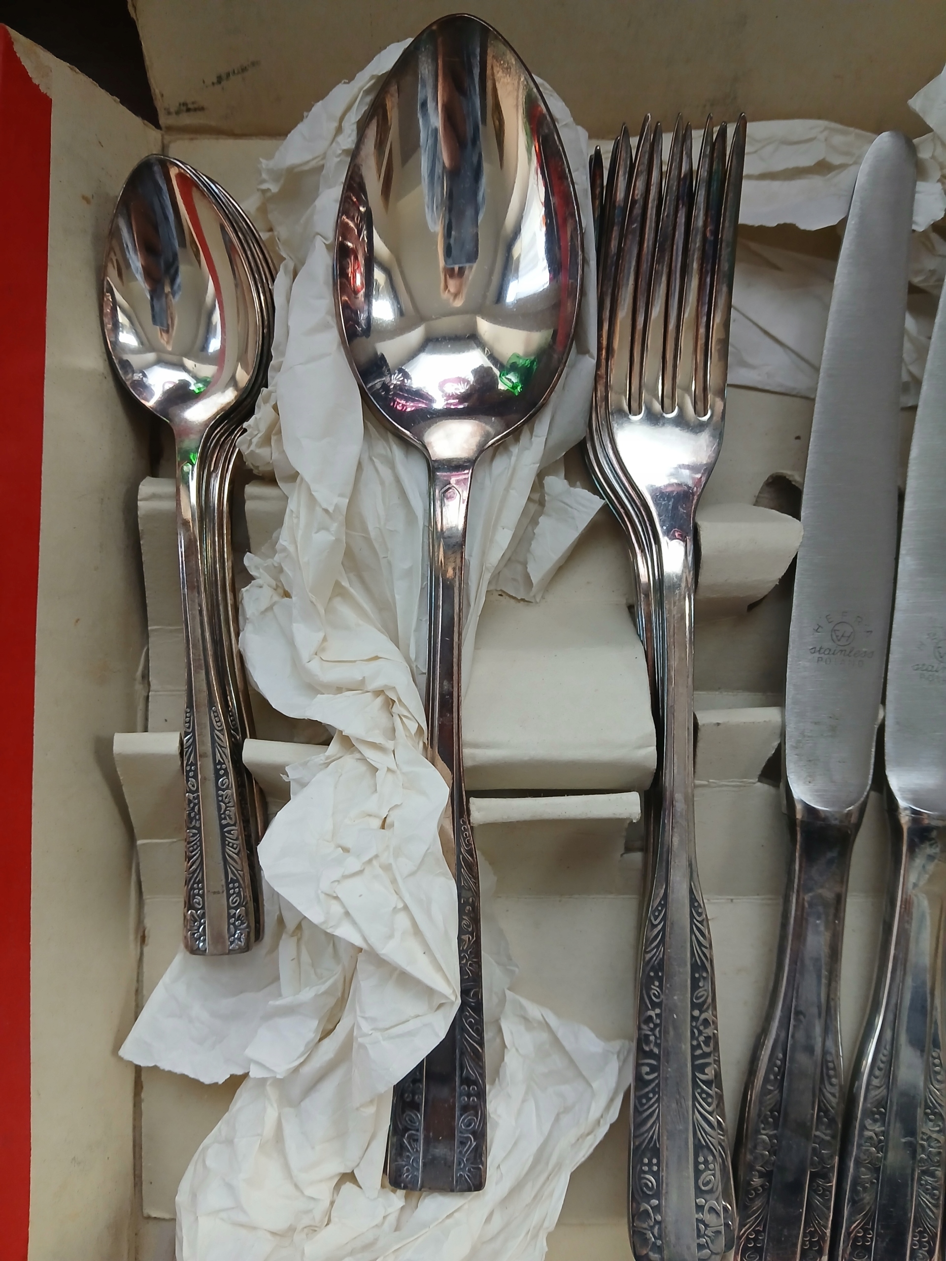 hefra PRL posrebrzane sztućce 24 elementy wzór wschodni