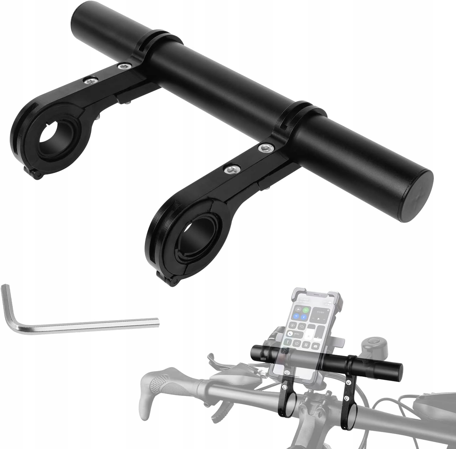 PRZEDŁUŻACZ KIEROWNICY ROWEROWEJ 20CM ALUMINIUM 2 UCHWYTY