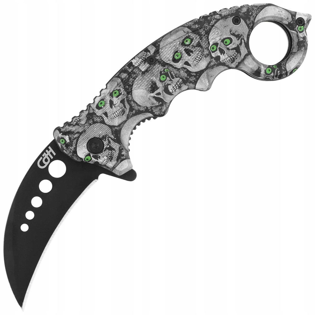 Nóż składany Edc Herbertz Cjh Karambit Skulls Ostrze stal nierdzewna 420