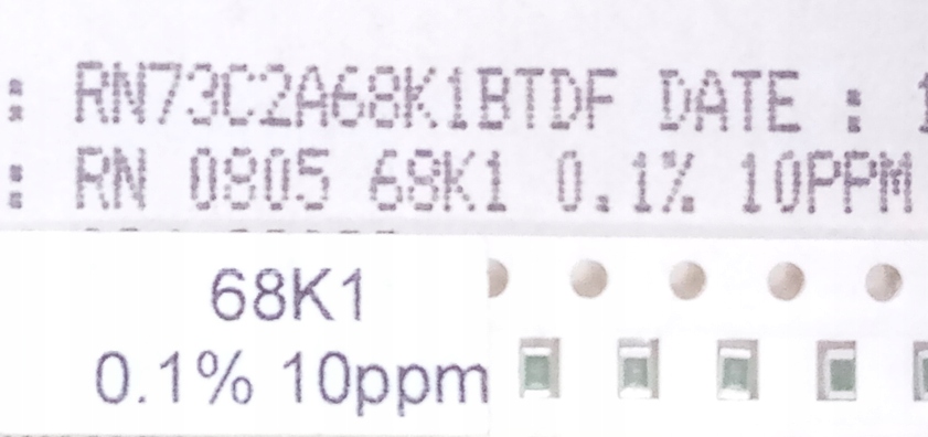 [20szt] Rezystor precyzyjny RN73 Smd 0805 68.1K 10ppm 0,1% low noise audio
