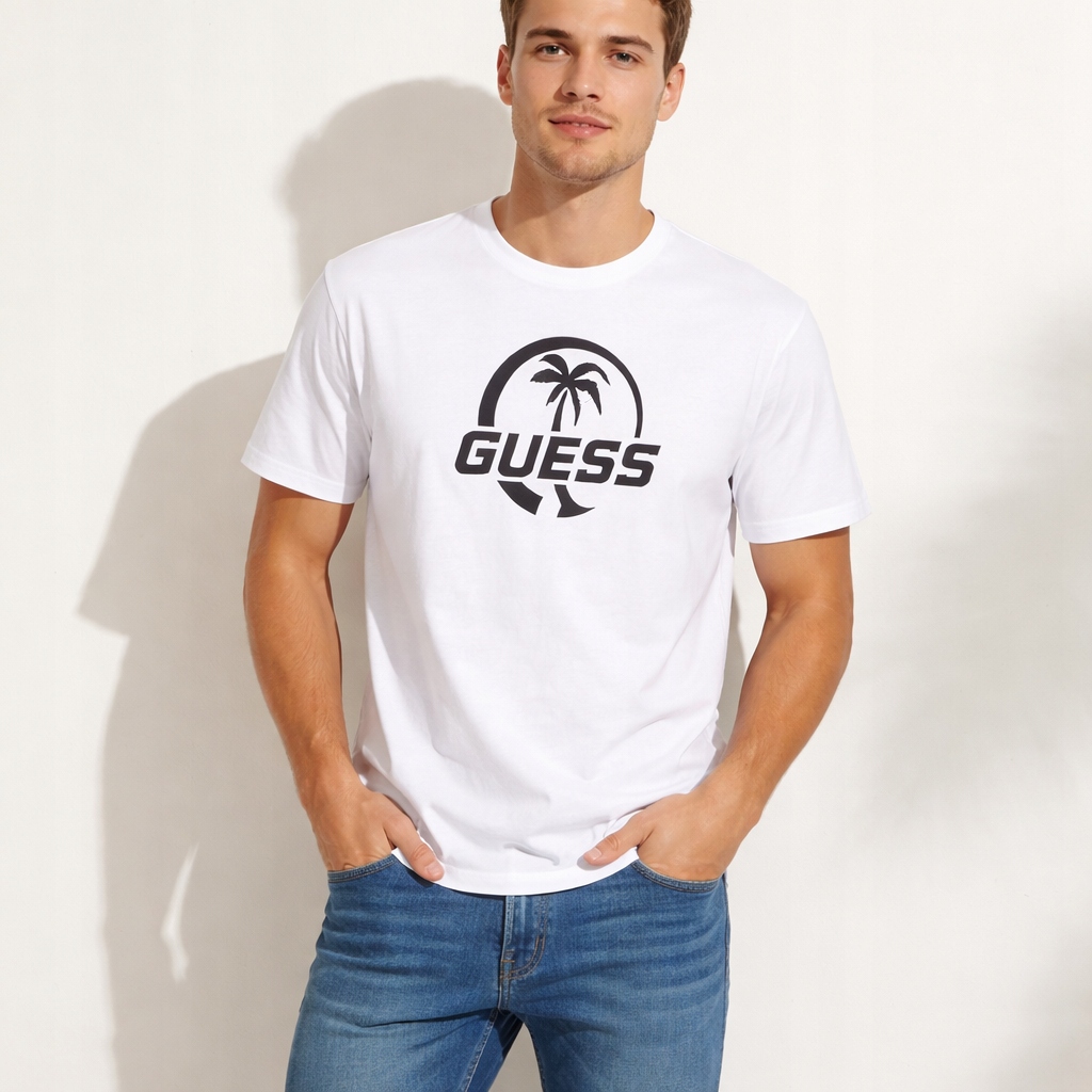 Pánské triko Guess cn logo palm t-shirt