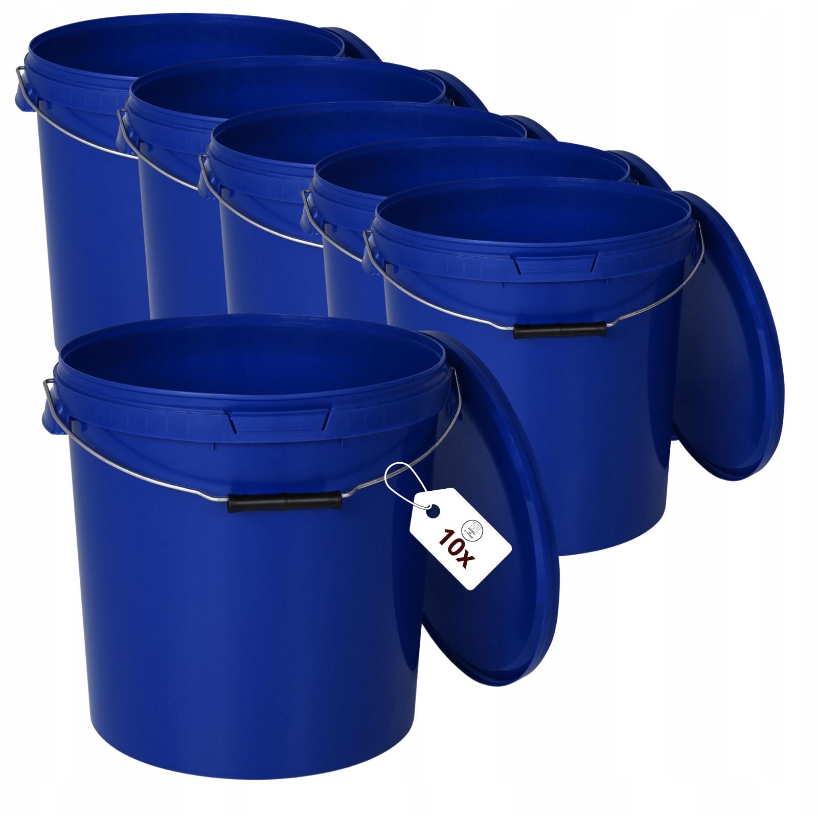 10 x Kbelík na potraviny 30 l Modrý s rukojetí a víkem
