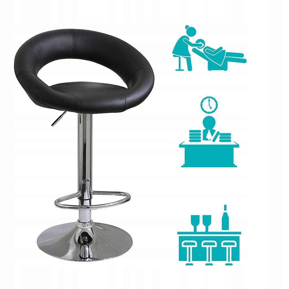 Stołek barowy 2 szt., czarny Kolor mebla odcienie fioletu