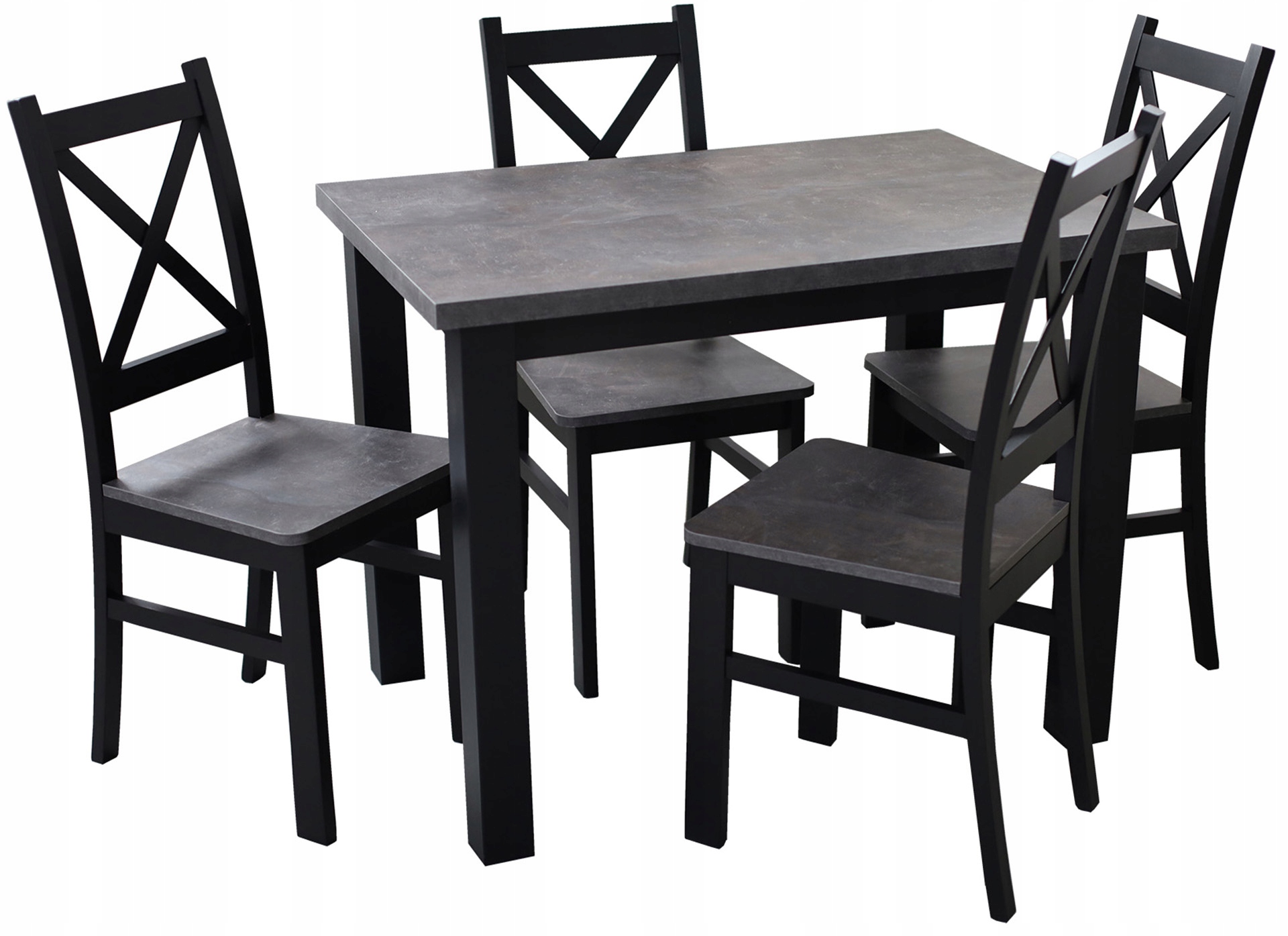 Sada kuchyňského stolu 100x70 se 4 jídelními židlemi M001-4 Černá/Betonová