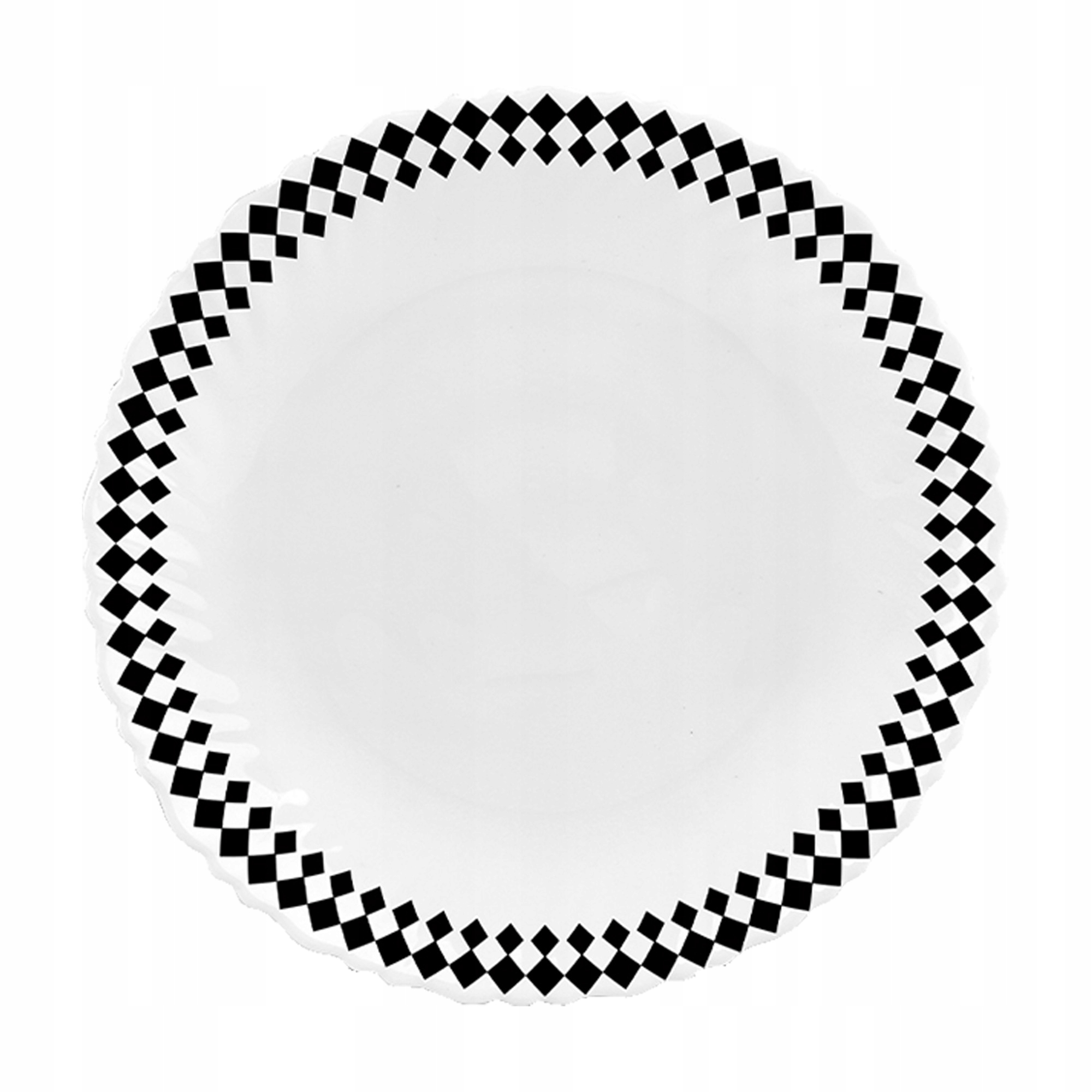 SERWIS OBIADOWY 18 ELEM DLA 6 OSÓB KPL TALERZY ZE ZDOBIENIEM W ROMBY SZKŁO