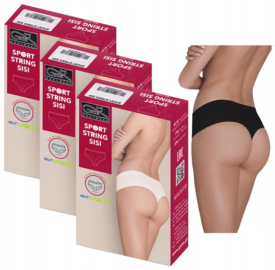 

3 X Gatta Bezszw Sportowe Stringi Sisi Czarne XL