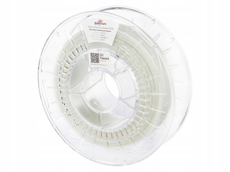 Technický filament Spectrum PA6 Low Warp GF30 1.75 mm Natural 0.50 kg Bílý