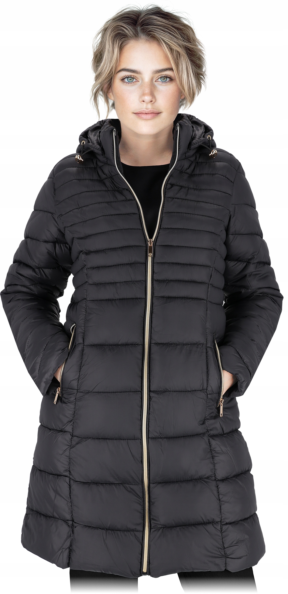 Dlouhá dámská Zateplená zimní zateplená bunda Grita černá XL