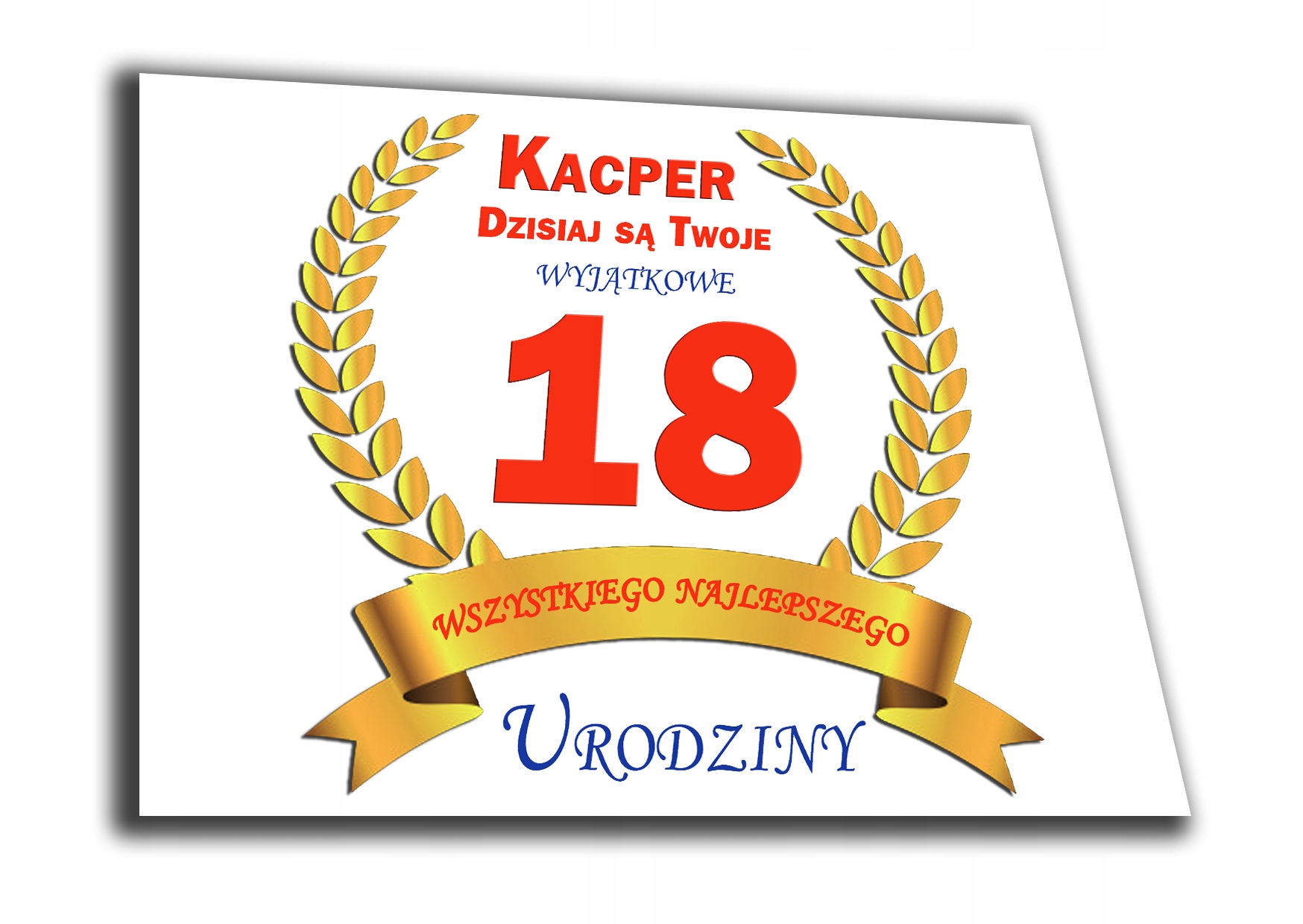 Opłatek na tort GRUBY A4 wzór laur 18 urodziny