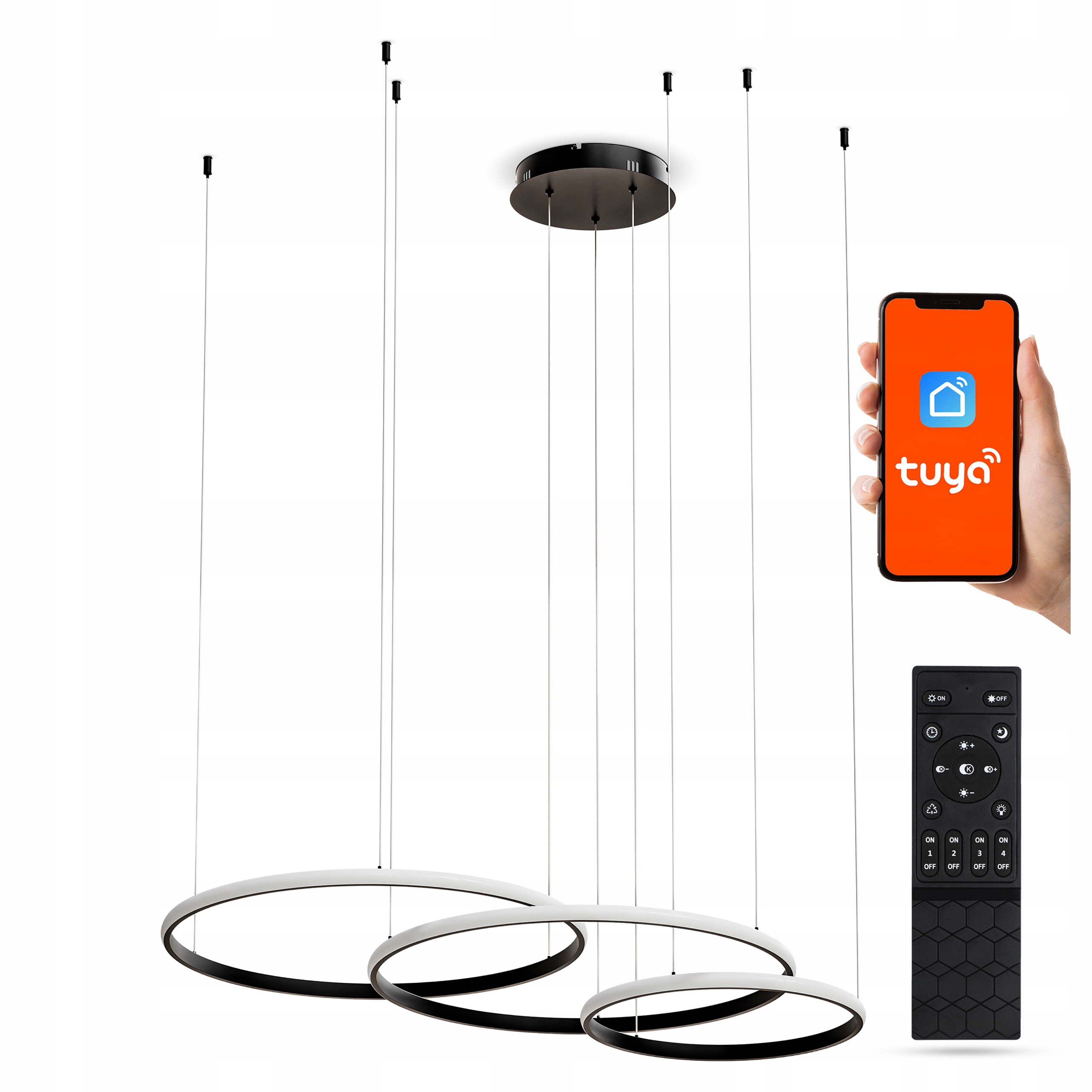 Lampa Sufitowa Led Wisząca Plafon Tuya Aplikacja Na Telefon Pilot 142W
