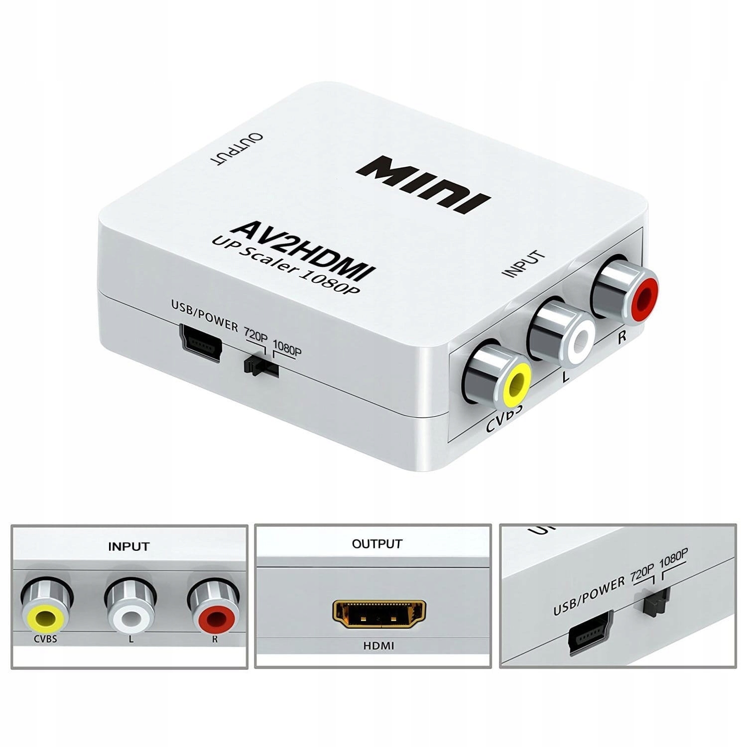 Adapter Przejściówka z AV 3x RCA Chinch na HDMI Model 1E2-05-60