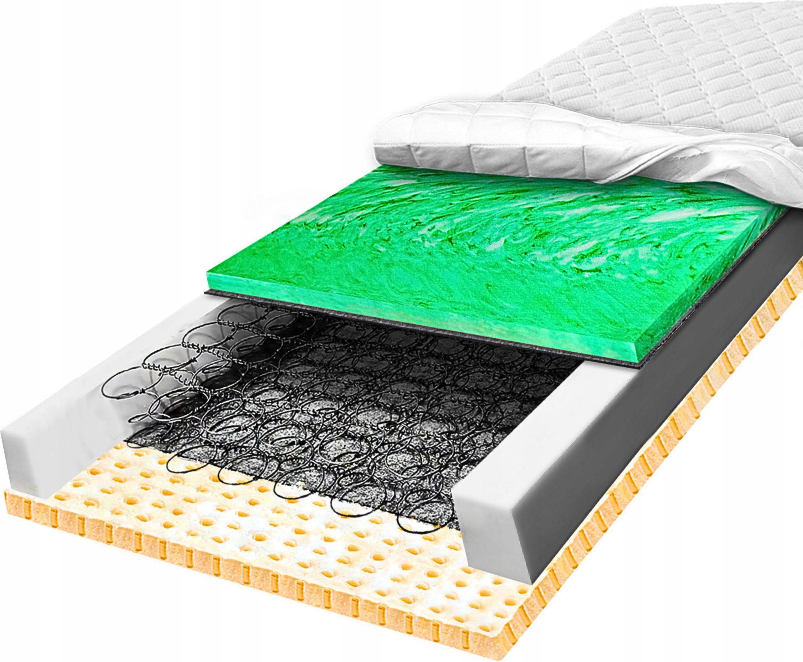 Materac 100x200 sprężynowy z lateksem oddychający sprężysty Verde H3 22 cm