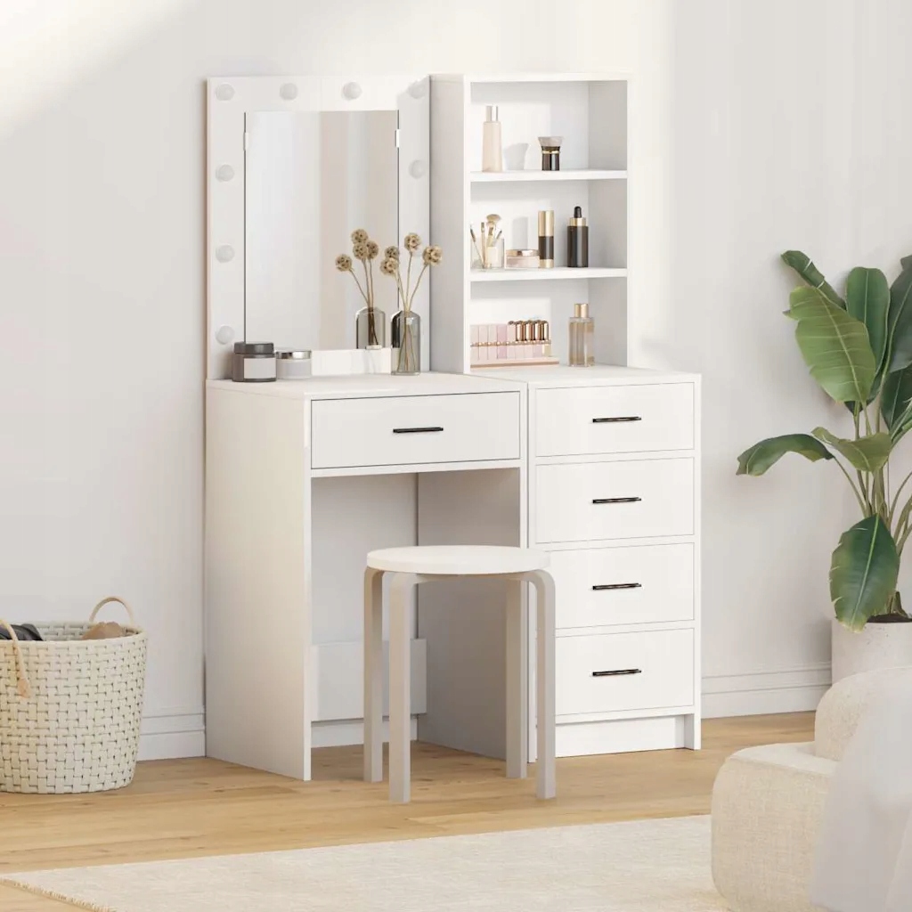 vidaXL Kosmetický stůl 2 pcs Bílá 50 x 41 x 135 cm Kompozitní dřevo