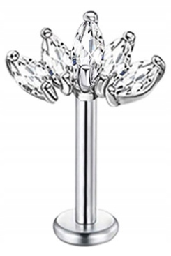 Labret Kolczyk do Ucha Kryształki SS316L 1,2/8